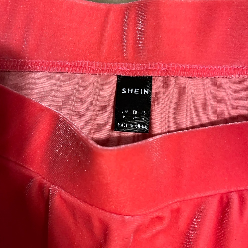 Bandeau top and mini skirt hot pink velvet medium SHEIN set